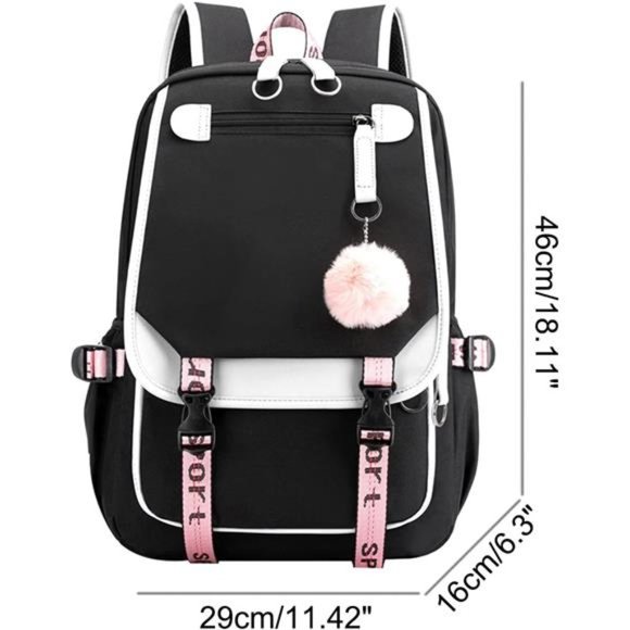 Teenage Girls' Backpack Middle School Students Bookbag Outdoor USB Charge Port - Picture 4 of 6